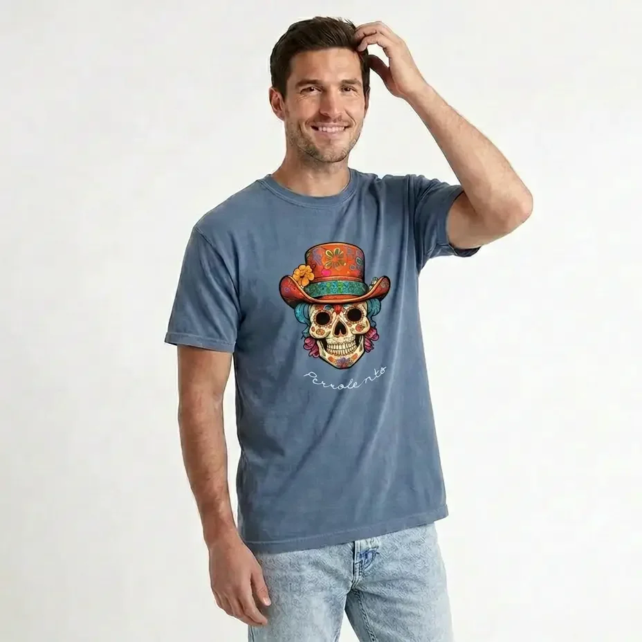 Camiseta calavera con chistera